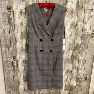 Calvin Klein Gray V-neck Sheath Dress Midi